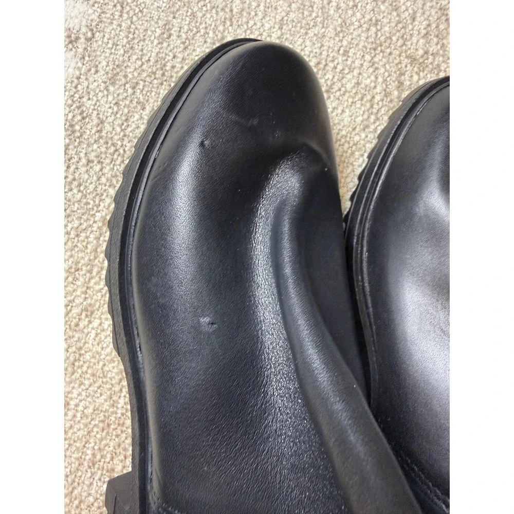 Blondo Cammie Black Leather Waterproof Ankle Boots Lug Sole Womens 6.5M